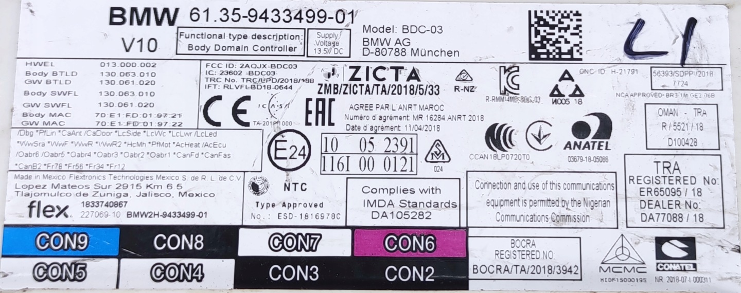 module control unit KOMFORTU BMW X5 G05 9433499