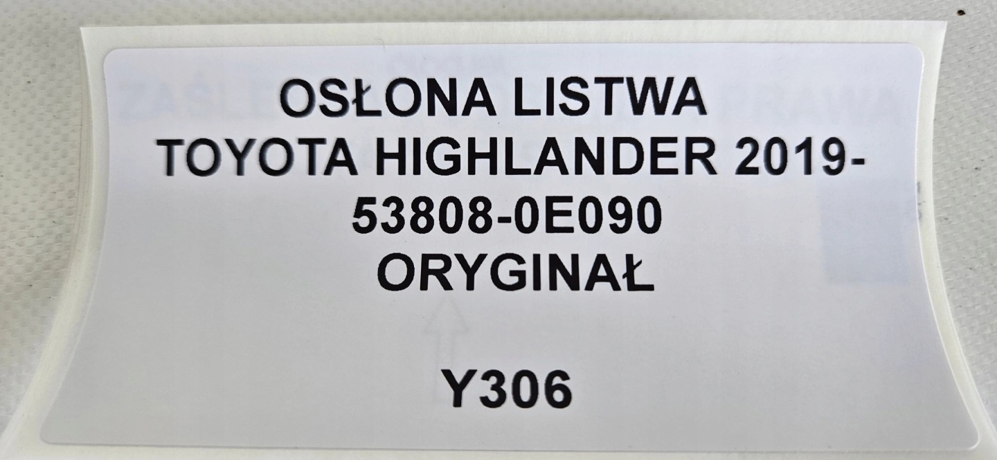 fedél lista TOYOTA HIGHLANDER 2019- 53808-0E090