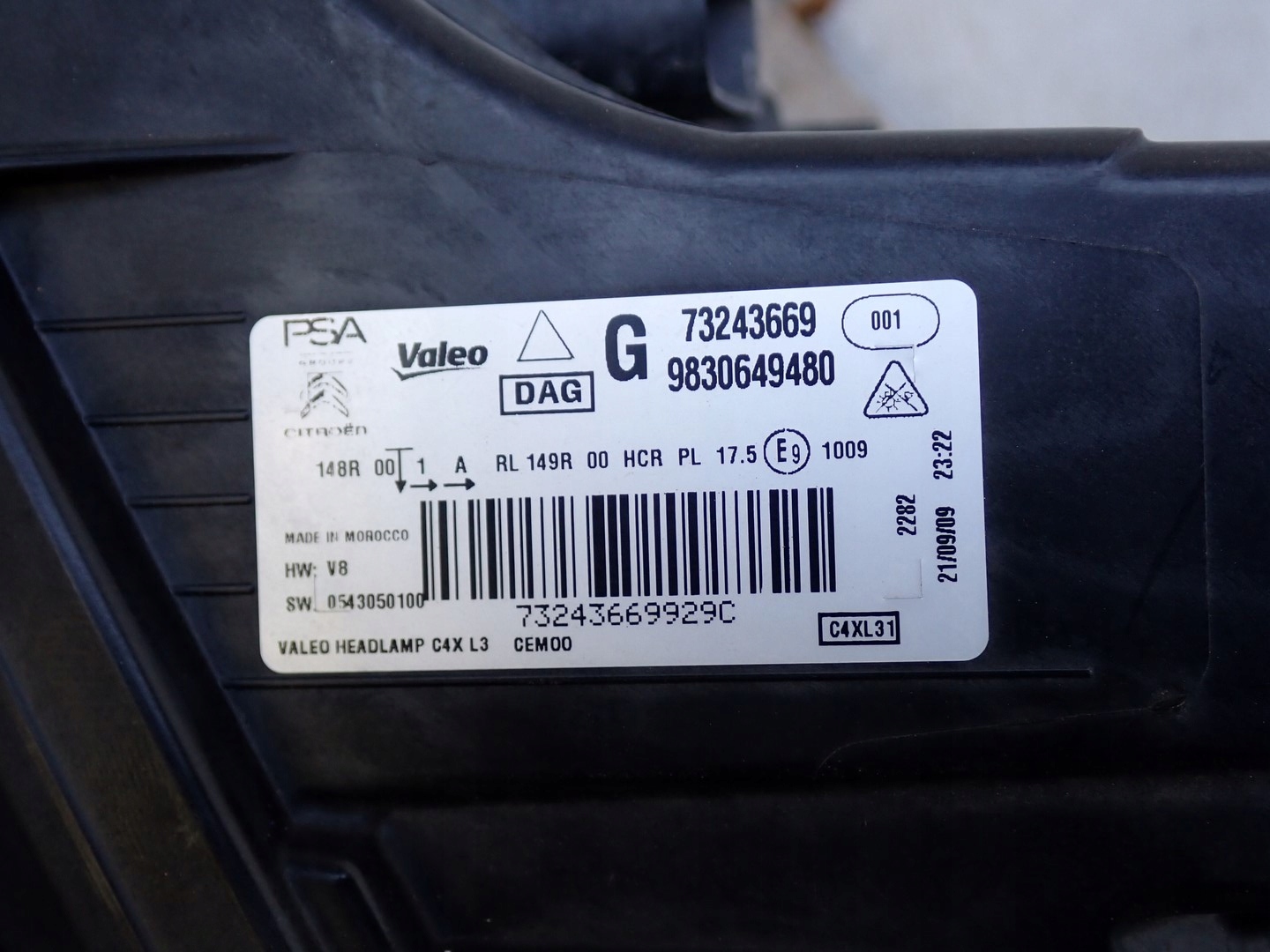 light left REFLEKTOR left FULL LED CITROEN C4 3 III BA 2020- 9830649480