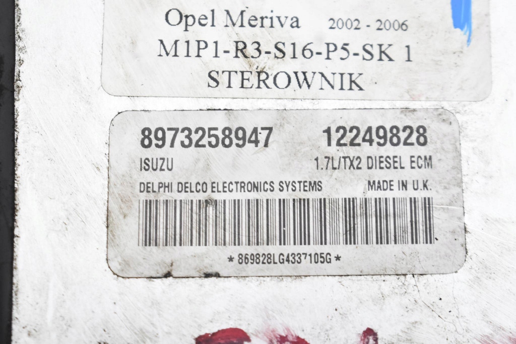 control unit computer of the engine 8973258947 12249828 OPEL MERIVA A 1.7 DTI 75 KM