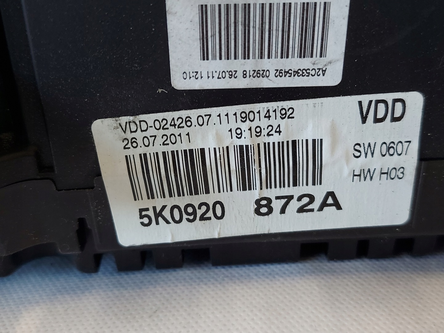 dials clock GOLF VI 1.6 TDI 5K0920872A