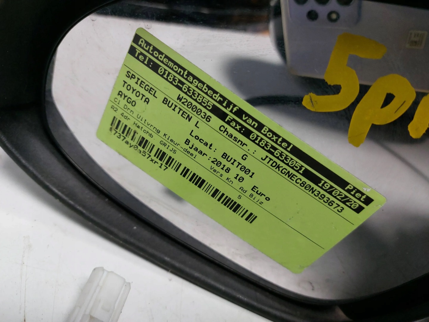 mirror left Toyota Aygo II 14- 5PIN EU