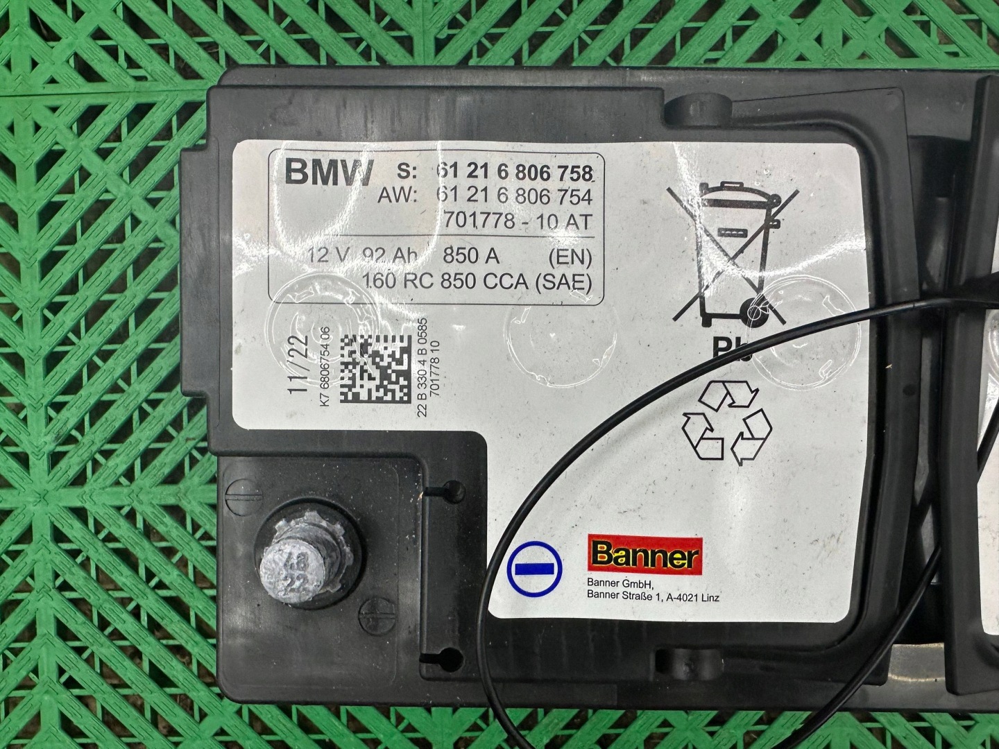 akumulator original AGM 12V 92Ah 850A BMW
