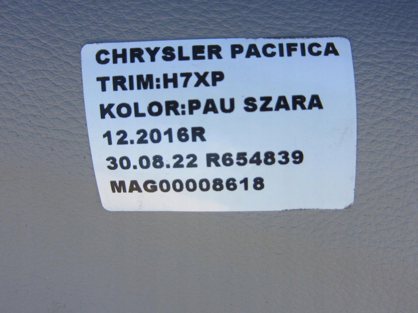CHRYSLER PACIFICA 2017 side upholstery door SZAR