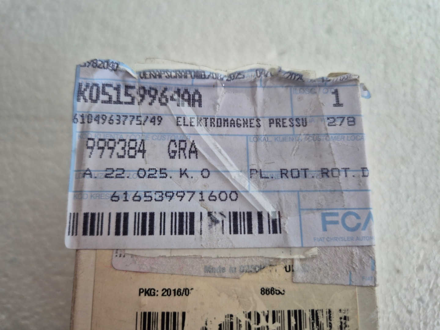 Sensor Regulations- Druck 0281002507 / 5159964AA Opel Meriva 1.3 CDTI