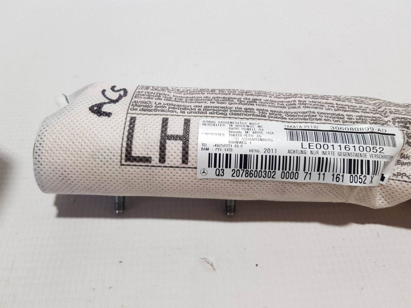 MERCEDES W207 airbag side seat left driver´s 2078600302