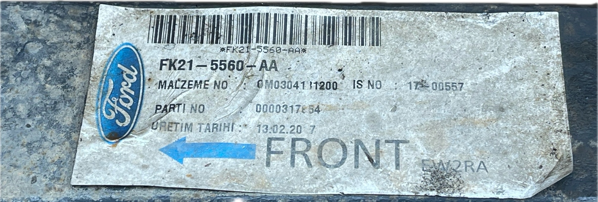 TRANSIT CUSTOM 2013 - 2.0 TDCI RESOR PIORO springing FK21-5560-AA