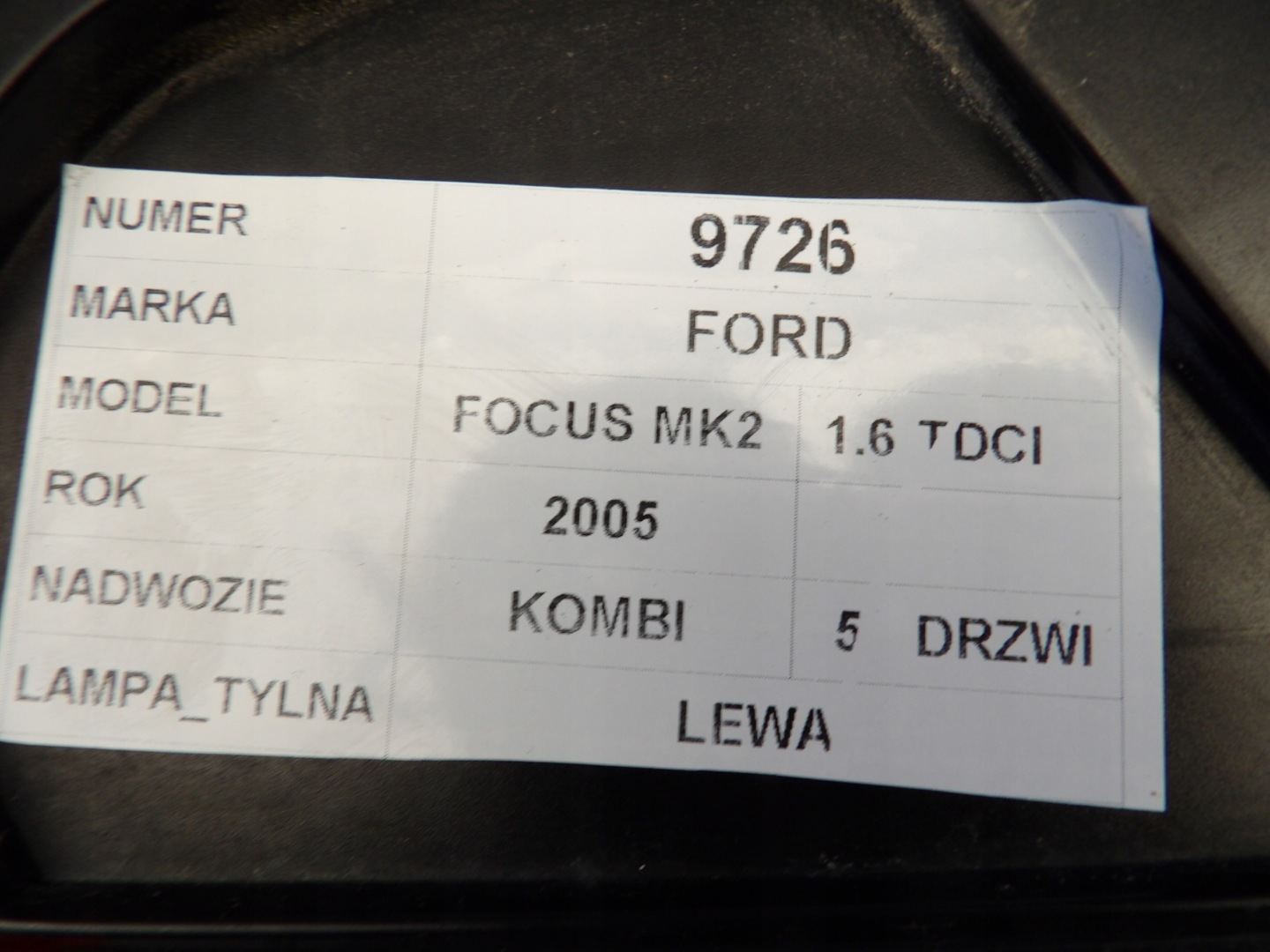 Ford Focus MK2 light rear left kombi