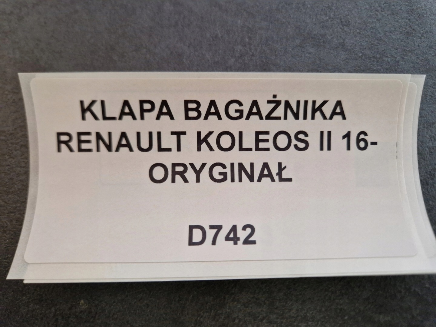 trunk door boot RENAULT KOLEOS II 16- original