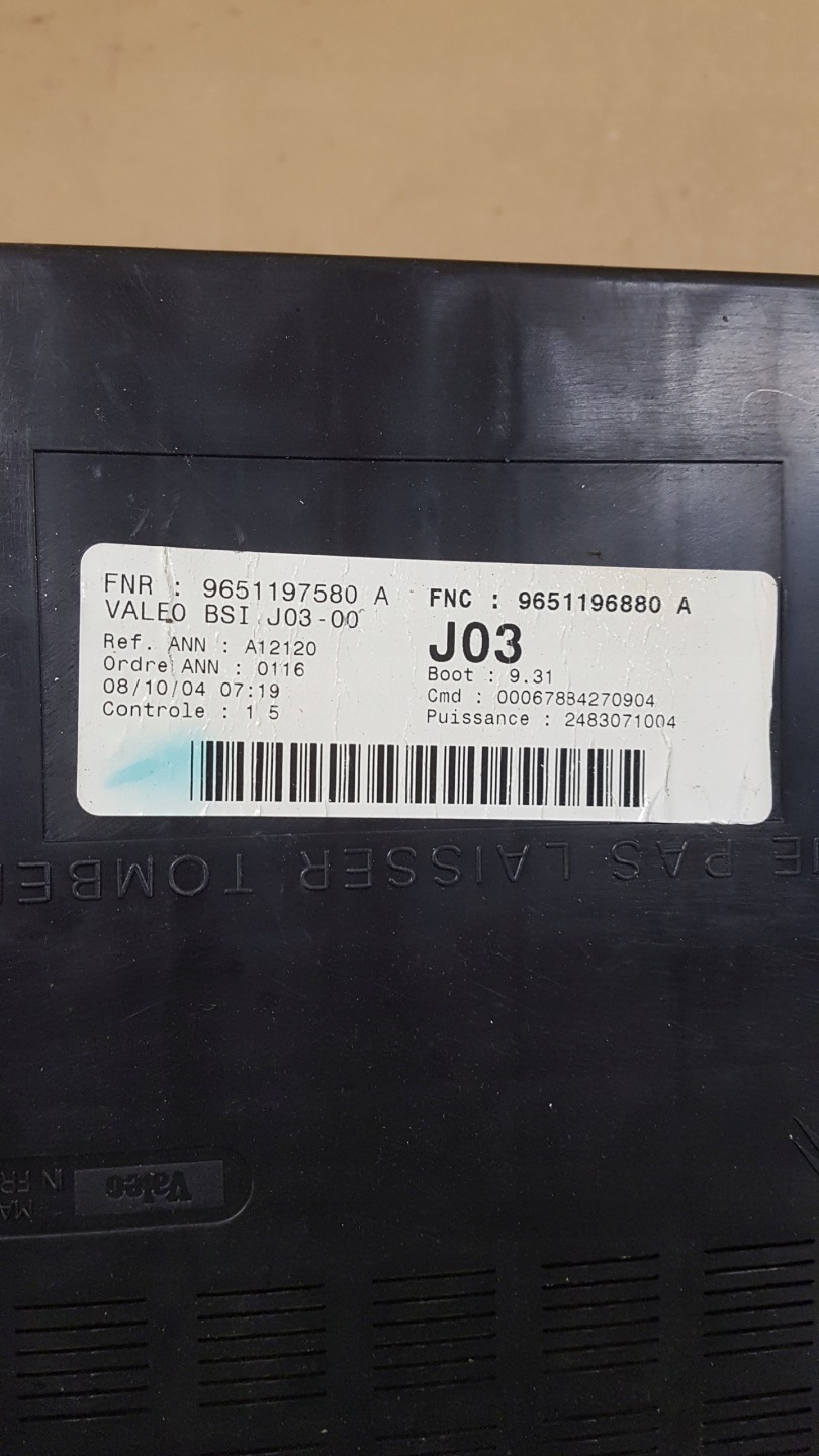 control unit module BSI PEUGEOT 307 VALEO 9651197580A