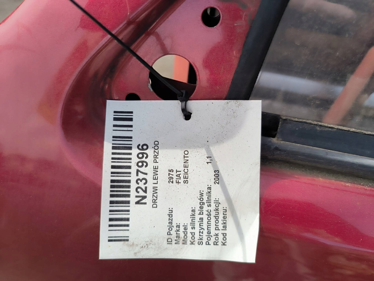 door left front red FIAT SEICENTO