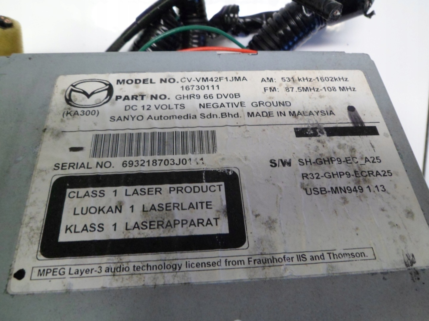 MAZDA 6 GJ RADIO navigation GHR966DV0B
