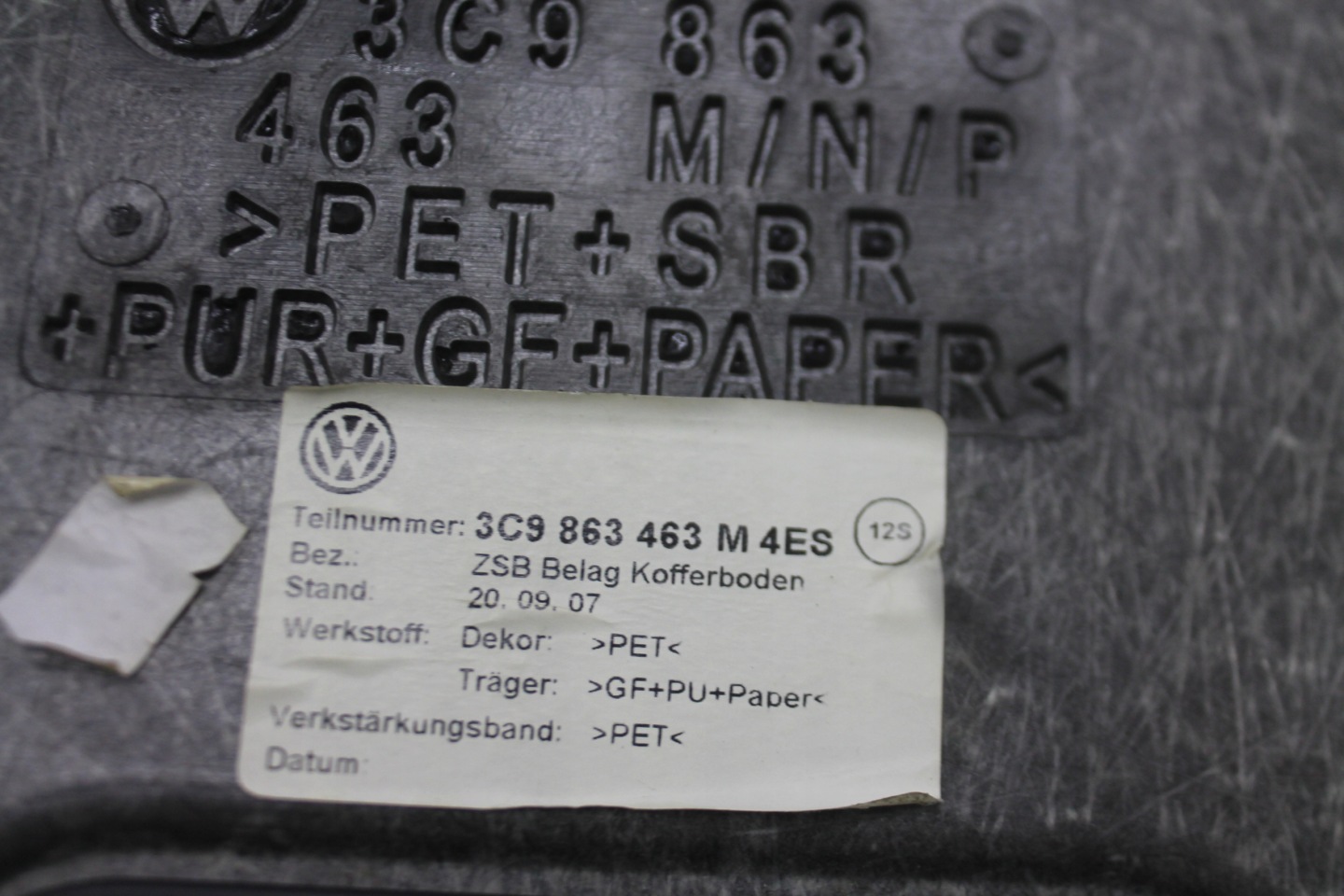 floor mats boot 3C9863463M VW PASSAT B7 KOMBI 10-14