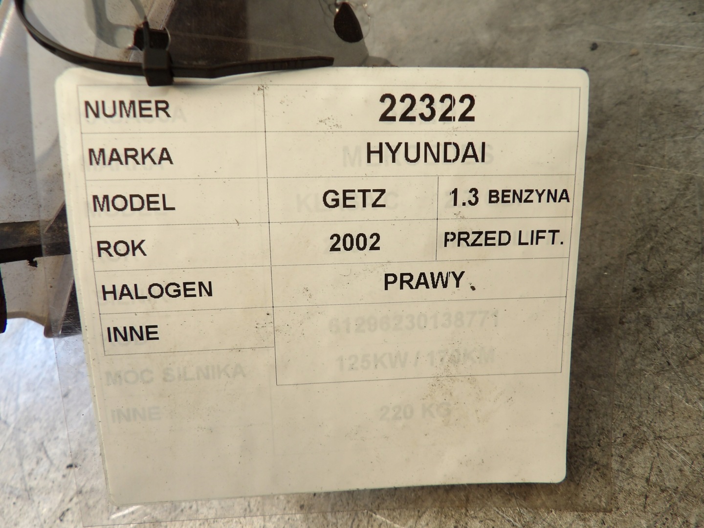 Hyundai Getz Nebelscheinwerfer rechts