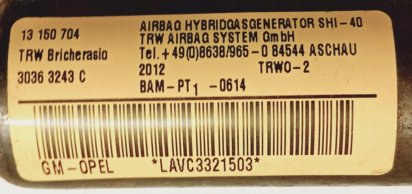 Dachvorhang Airbag AIRBAG links OPEL CORSA D