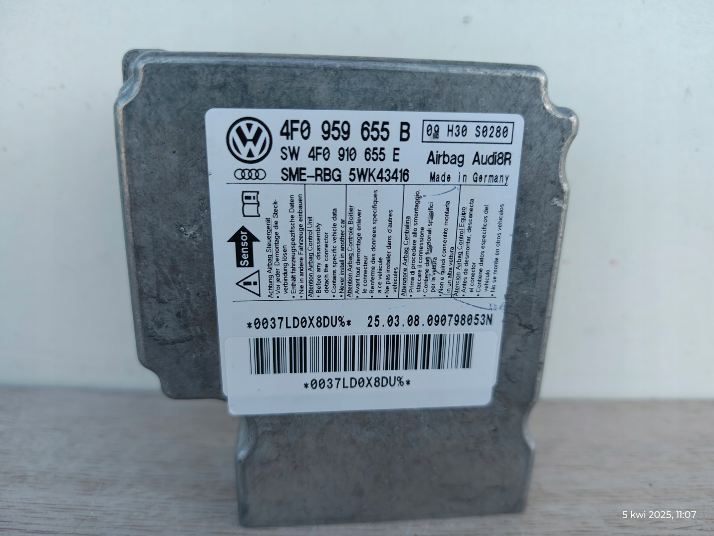 modulo computer airbag POWIETRZNYCH SENSOR airbag AUDI A6 C6 4F K94/401MR