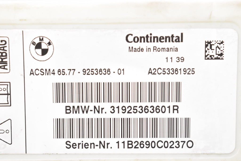 modulo SENSOR airbag airbag 9253636 BMW X3 F25 10-15