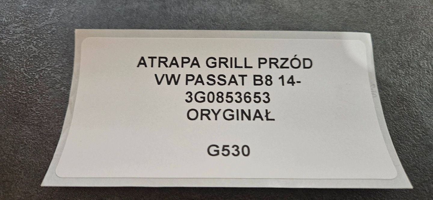 front prekladgrill front VW PASSAT B8 14- original 3G0853653