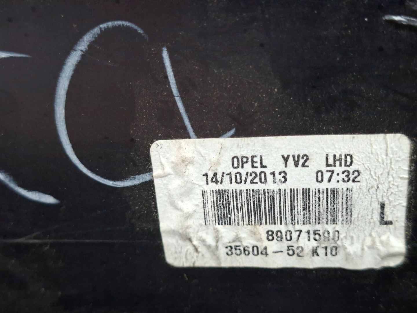 light left rear part 89071590 OPEL AGILA B 2008