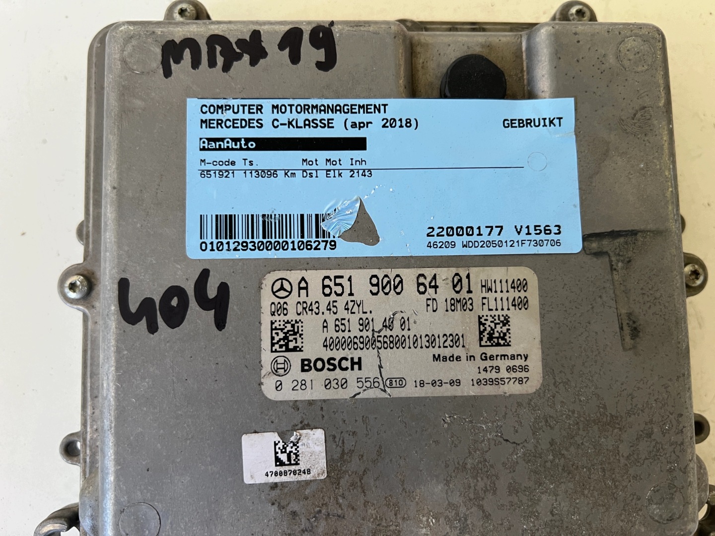 MERCEDES C 2.2 CDI A6519006401 A6519014001 0281030556 computer ECU