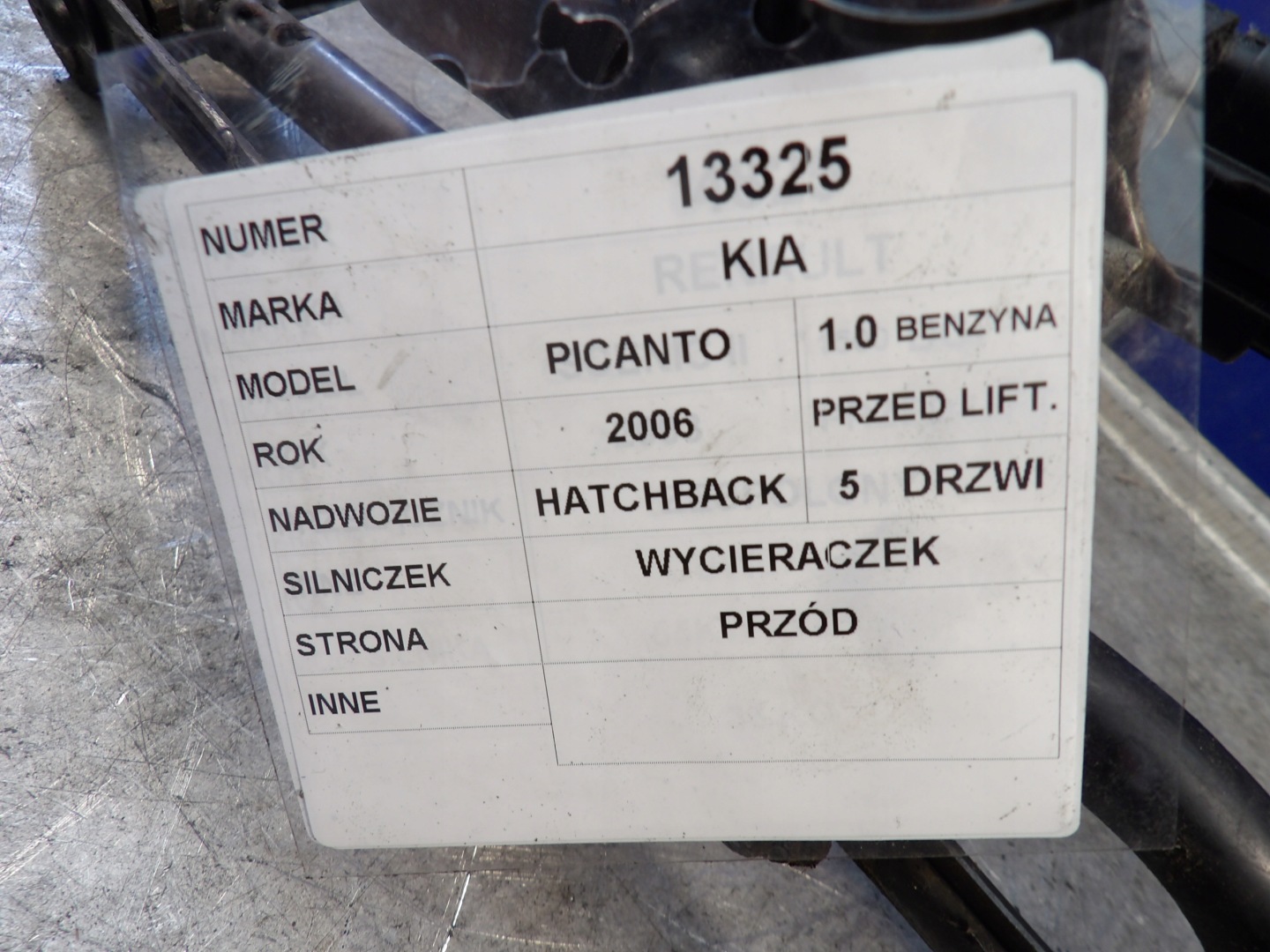 Kia Picanto wiper mechanism front 1,0B