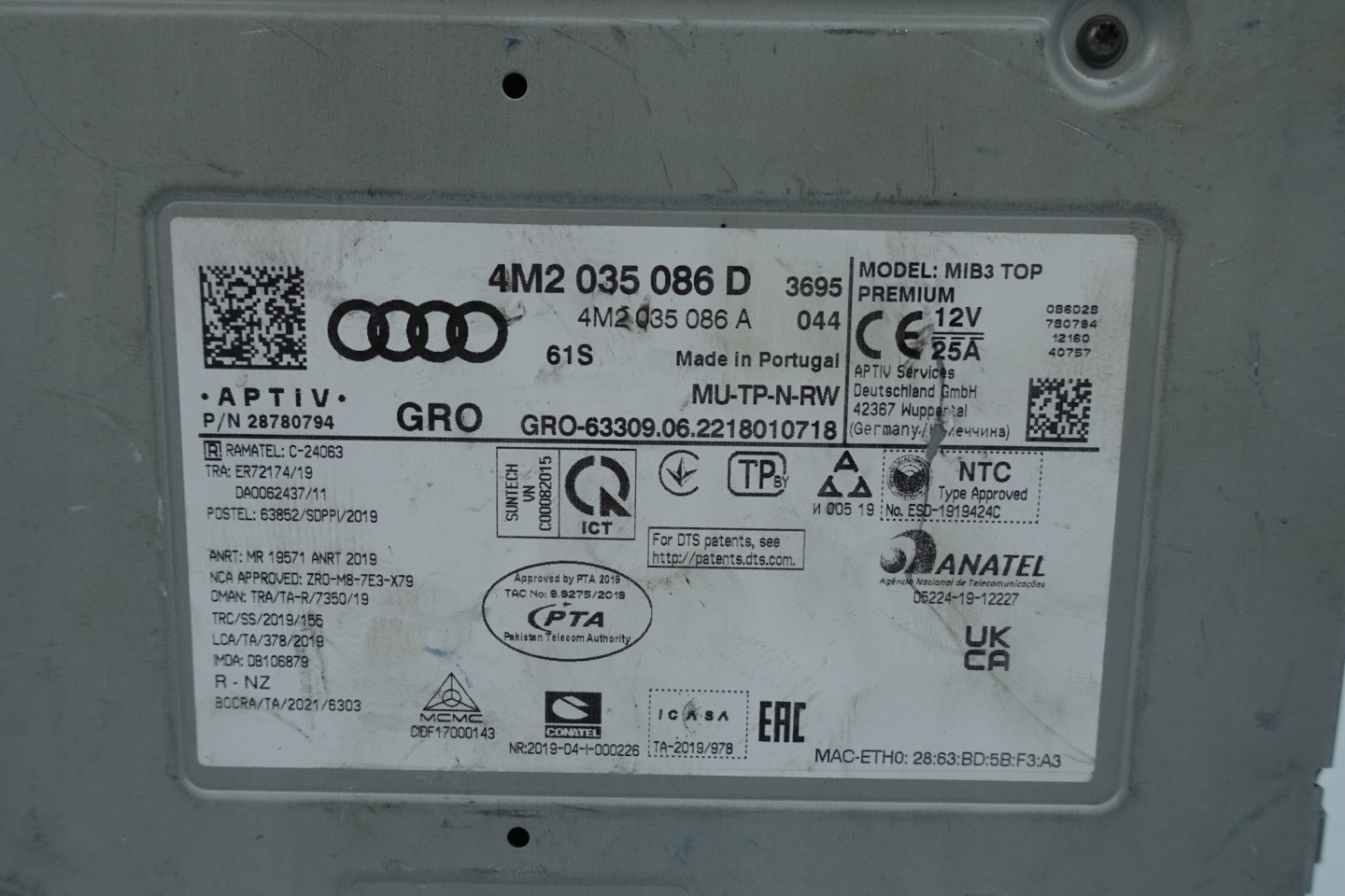 AUDI A6 A7 Q7 Q8 player module navigation devices MIB3 MIB 4M2035086D
