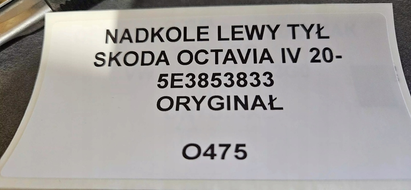 mudguard left rear part SKODA OCTAVIA IV 2020- 5E3853833