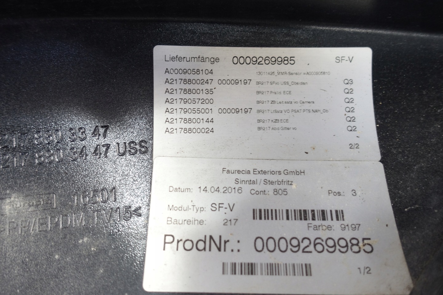 bumper front front MERCEDES S COUPE W217 A2178803347