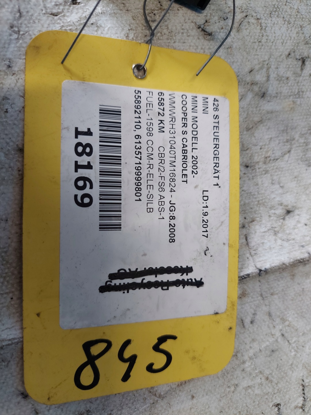 MINI R52 61357199998 modul bedienteil dach