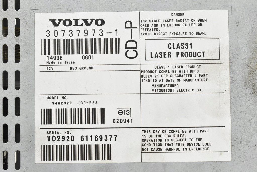 CD player CD 30737973-1 VOLVO XC90 1 and 02-06