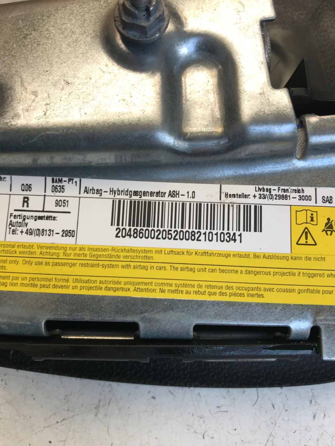 airbag airbag seat right W204 2048600205