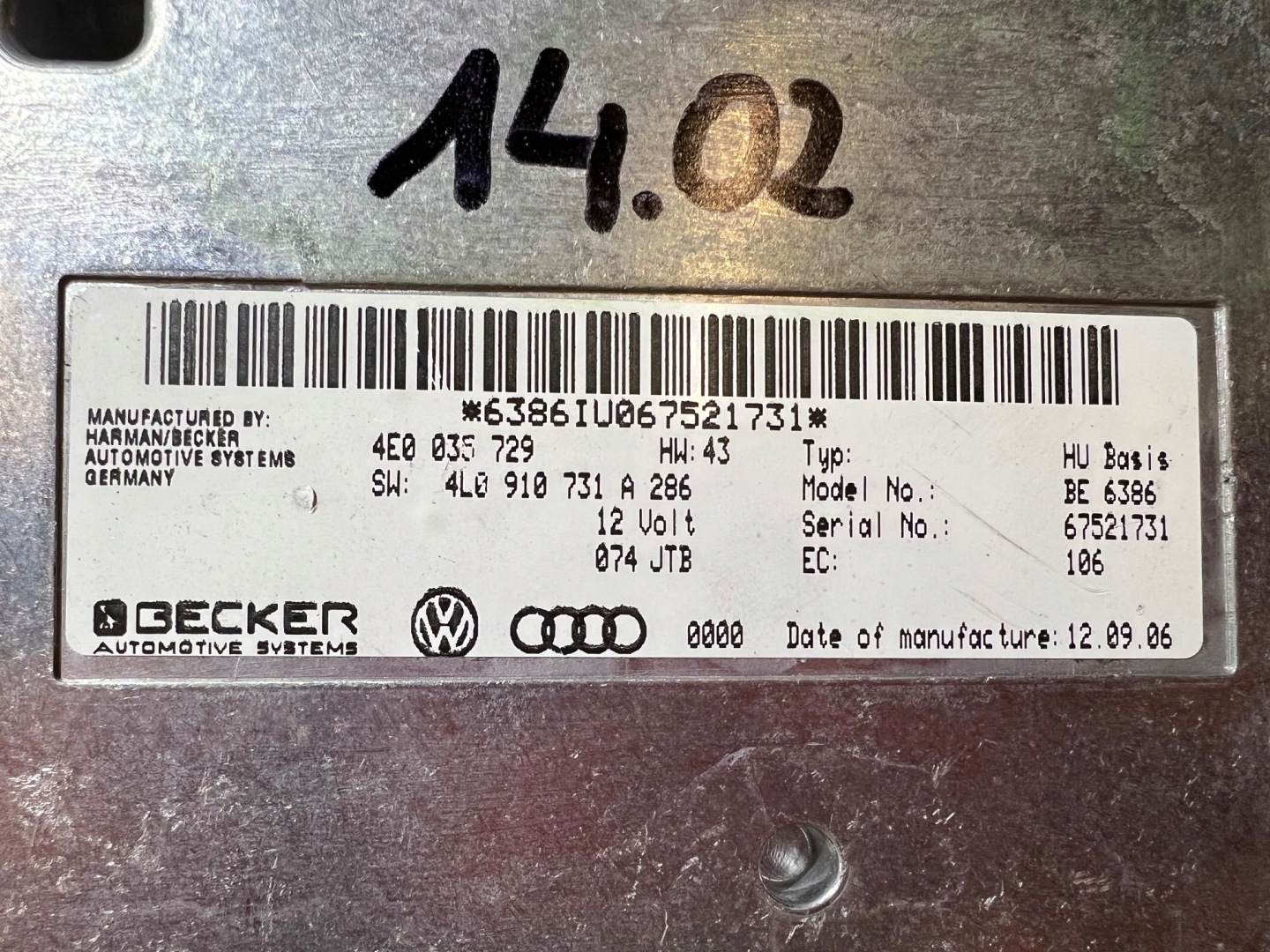 AUDI Q7 4L module RADIA navigation devices control unit MMI 4E0035729 4L0910731A