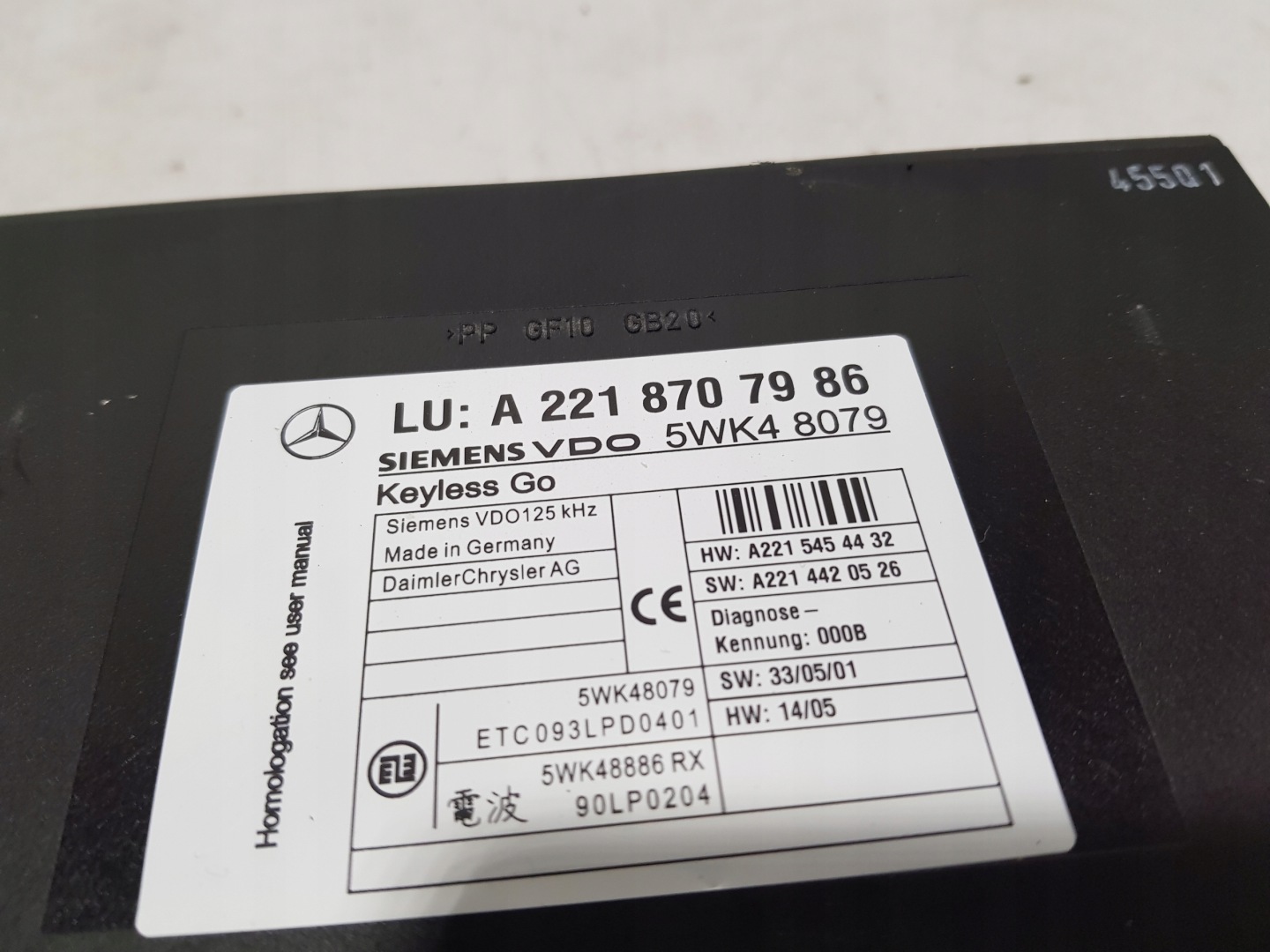 module control unit KEYLESS GO MERCEDES W221 2218707986