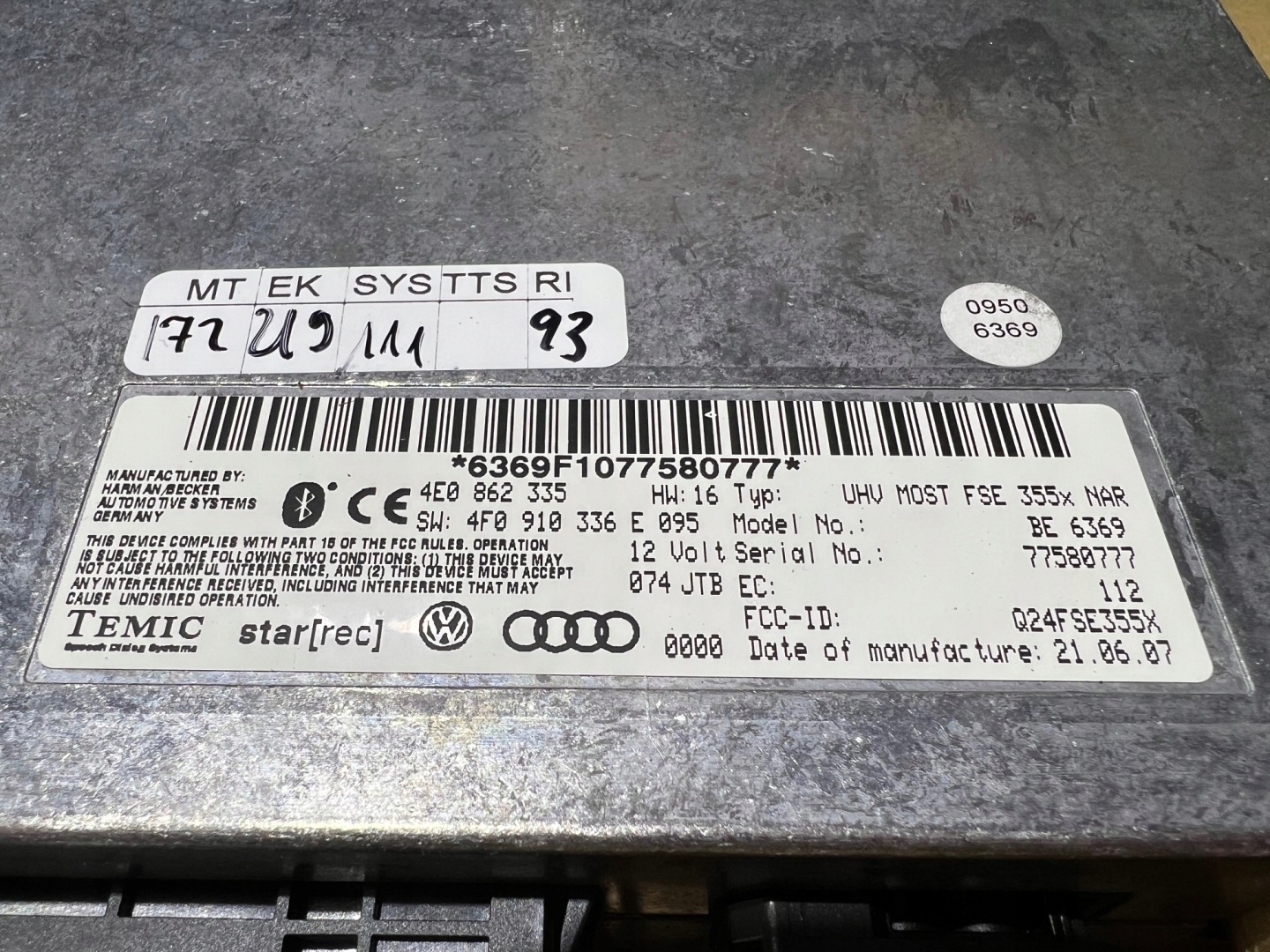 AUDI Q7 4L modul Bedienteil BLUETOOTH 4E0862335 4F0910336E