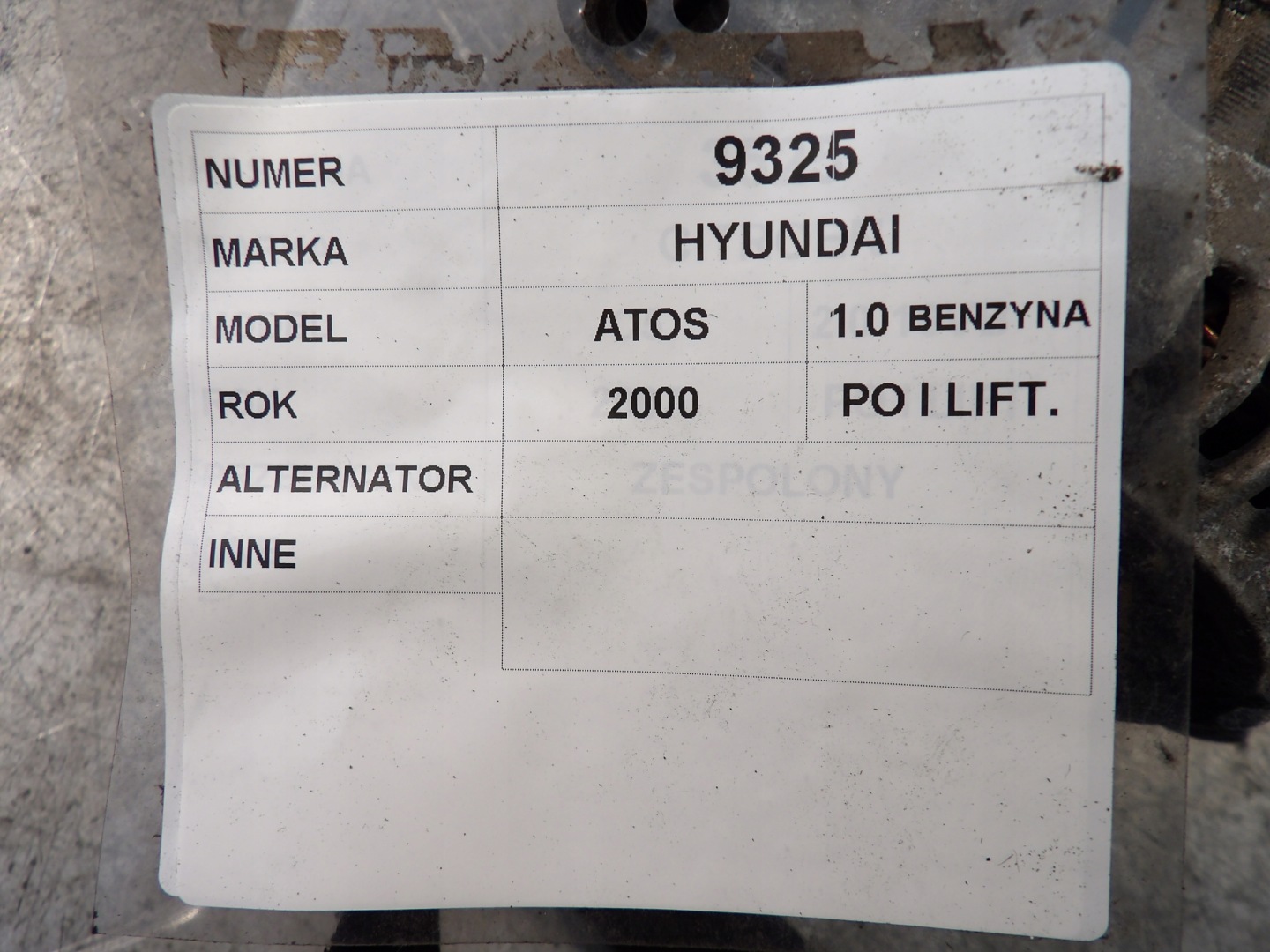 Hyundai Atos alternator 1,0B