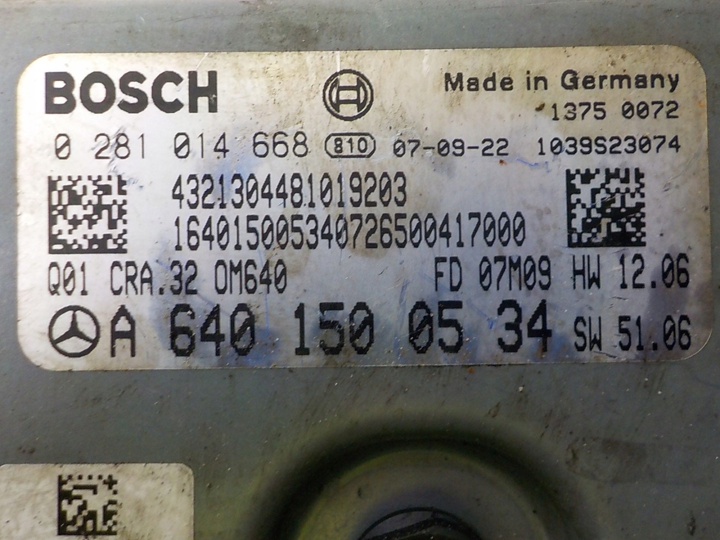 MERCEDES computer control unit A6401500534 0281014668