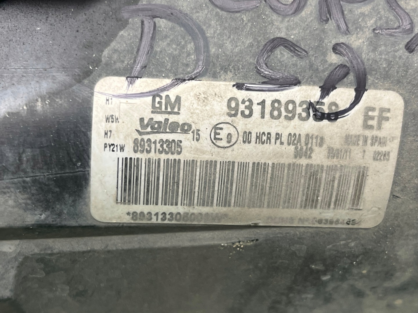light right front OPEL CORSA D 93189358
