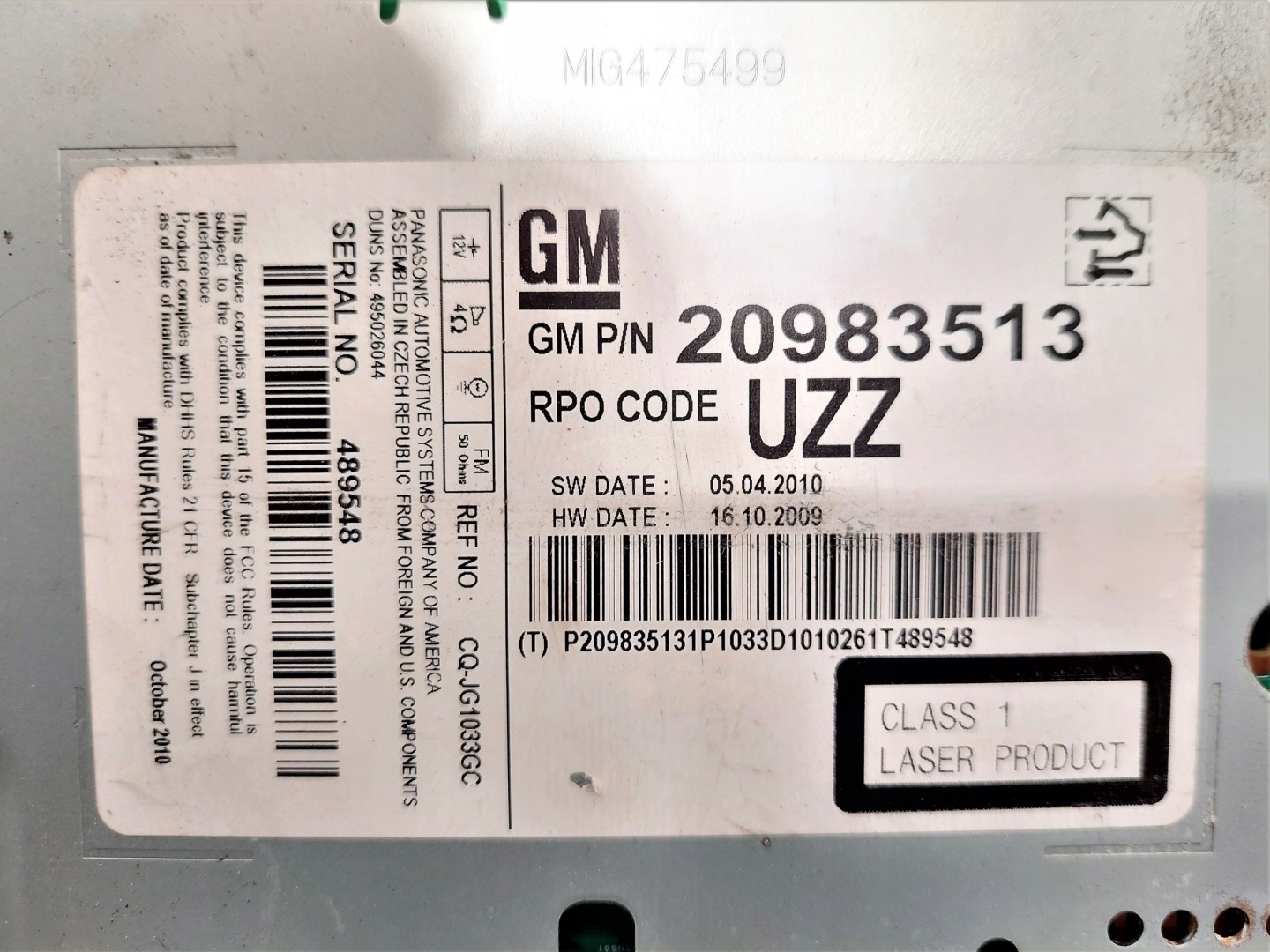 RADIO industrial player CD OPEL 20983513
