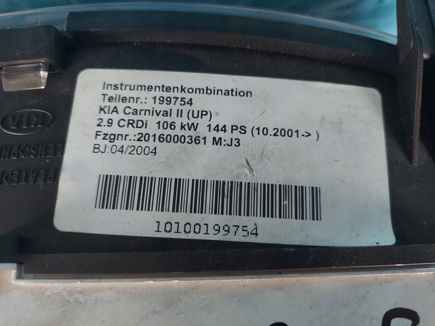 dials clock KIA CARNIVAL 2.9 CRDI 20031022
