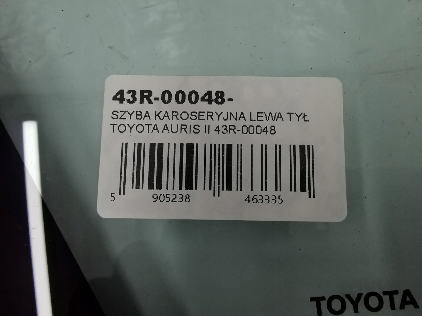 window bodywork left rear part TOYOTA AURIS II 43R-00048