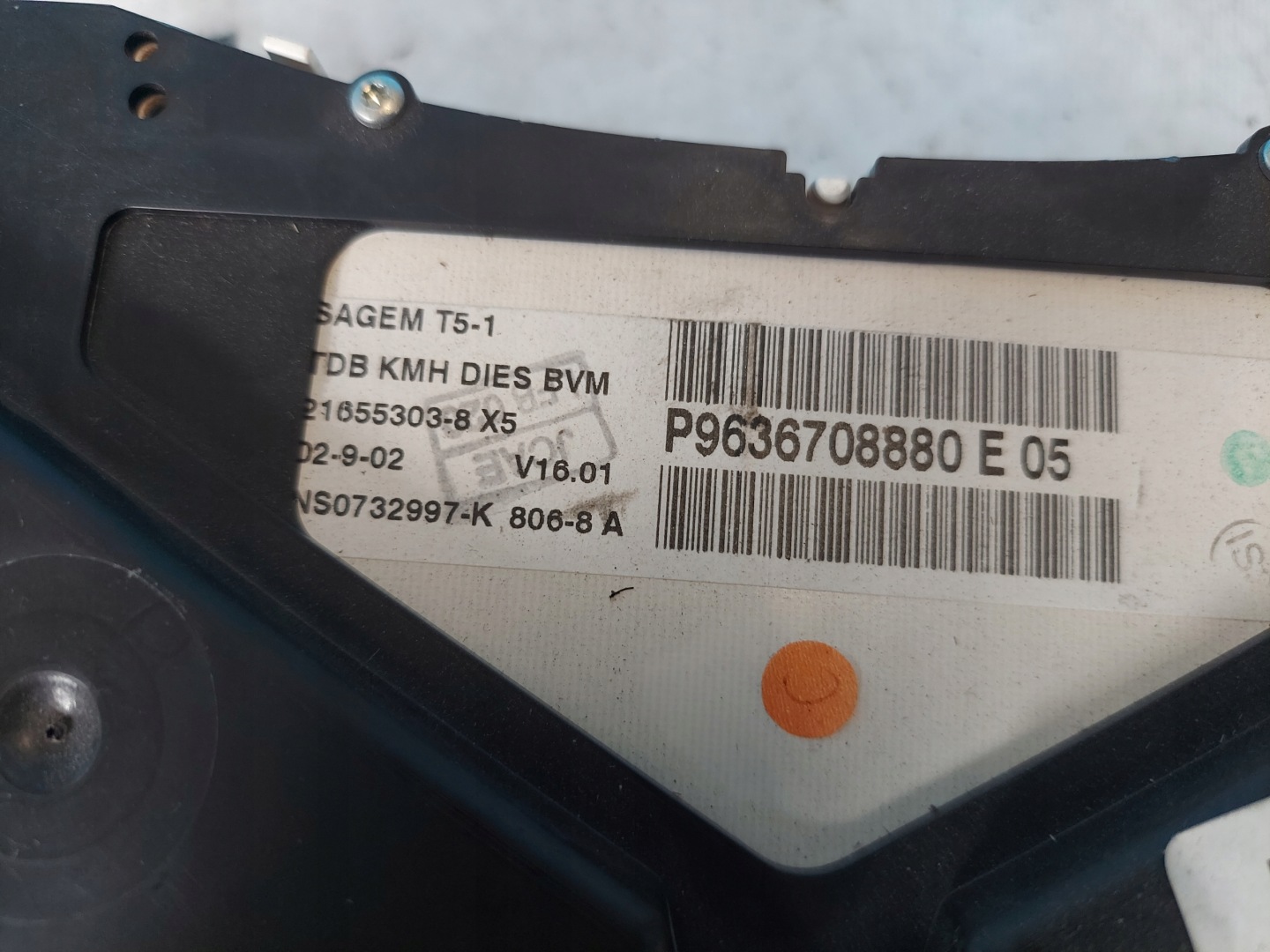 dials clock PEUGEOT 307 2.0 HDI P9636708880