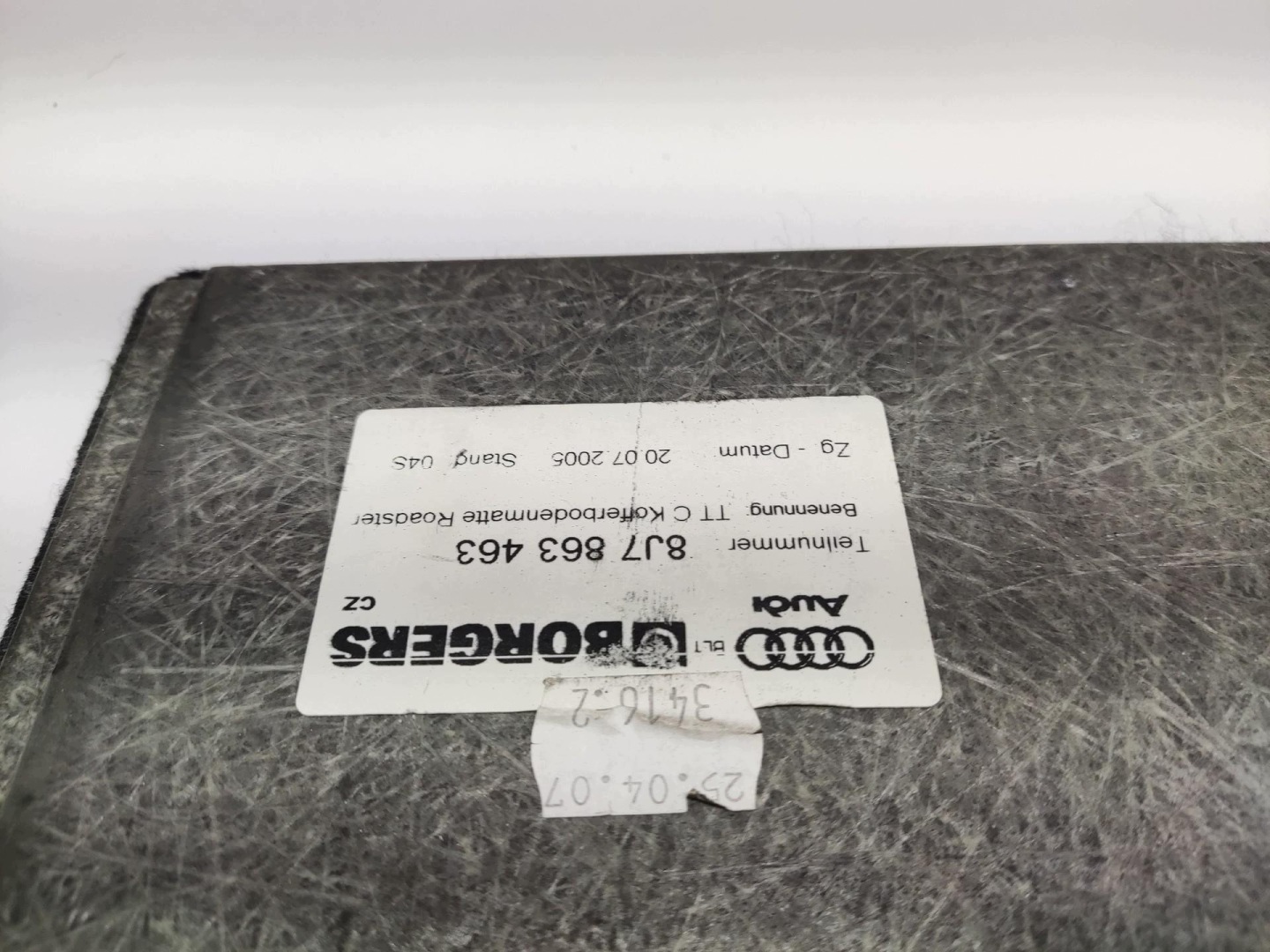 floor mats boot AUDI TT II 8J 2006-2010 8J7863463