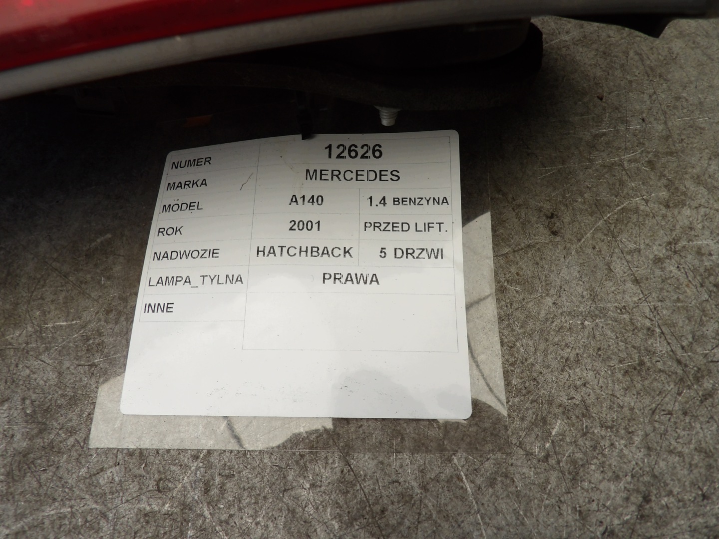 Mercedes A 140 light rear right