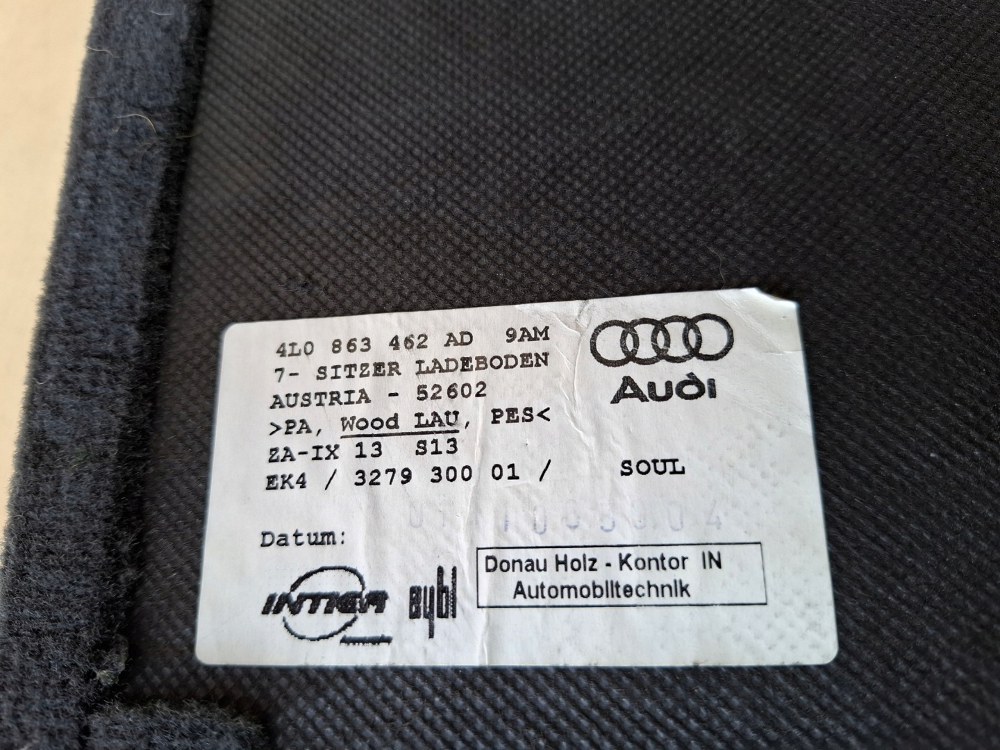 WYKLADINA floor boot AUDI Q7 4L 4L0863462AD