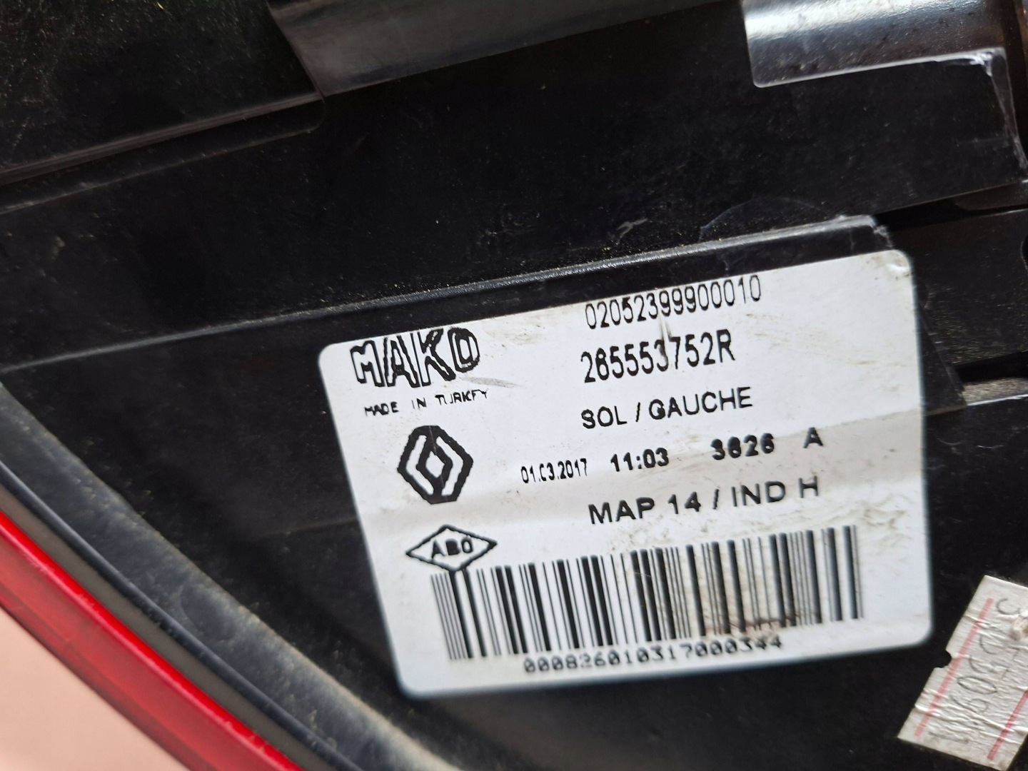 light rear left 265553752R RENAULT CLIO IV HB LIFT 2016