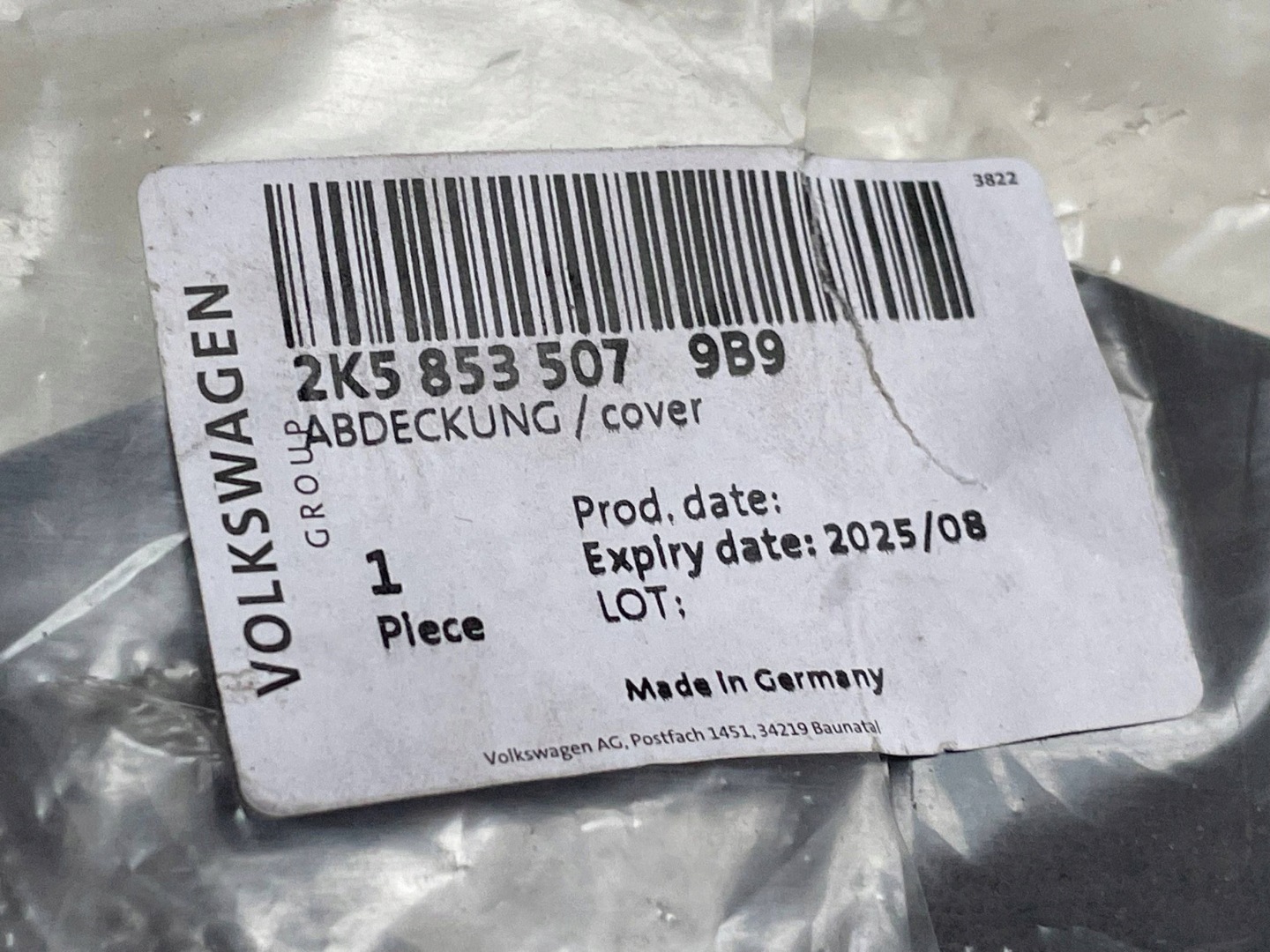 VW CADDY 2CA 2CB radkappe für tür schiebe schwarzer 2K5853507 !J