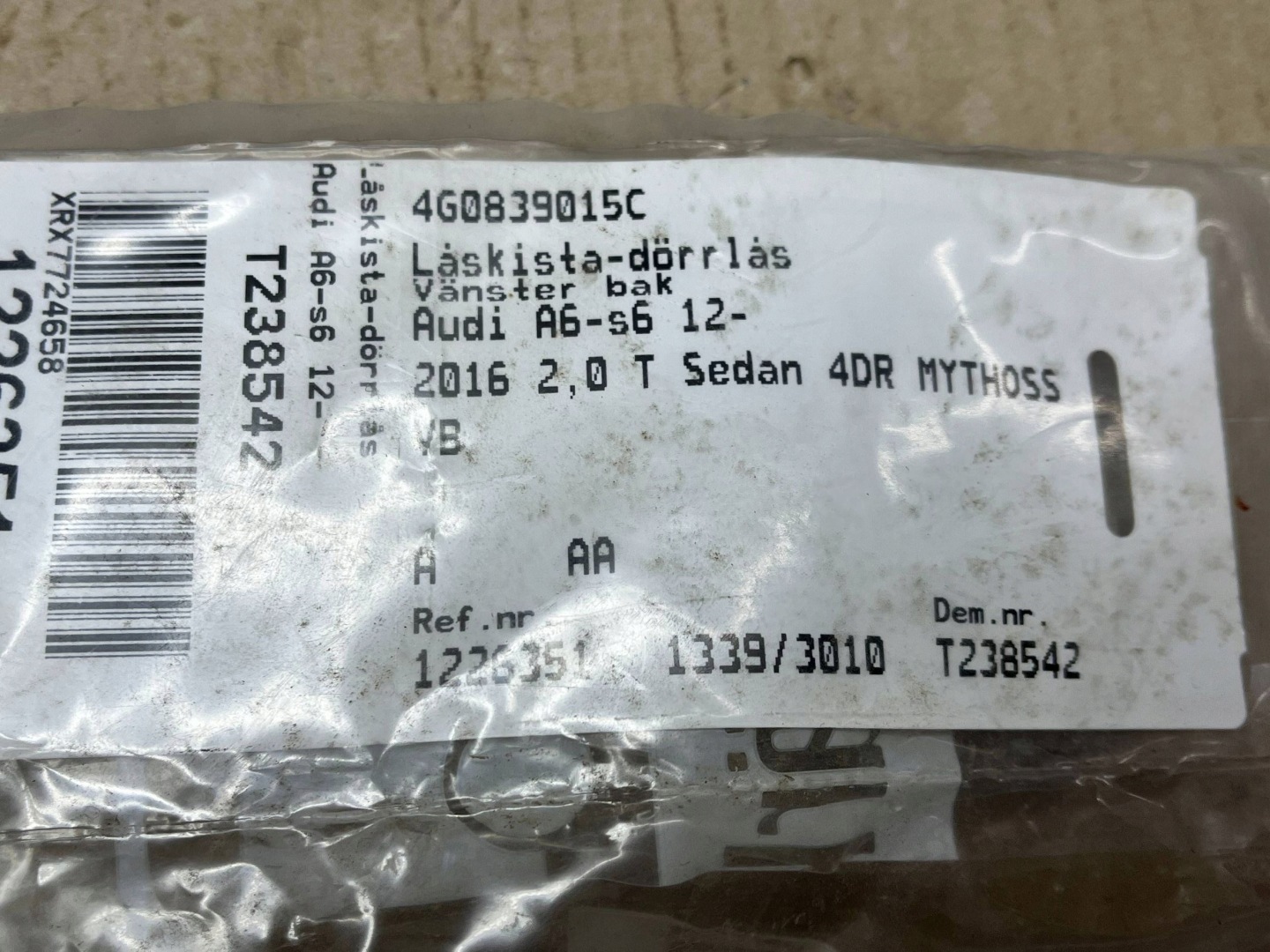 lock door tylnych Audi A6 C7 4G0839015C