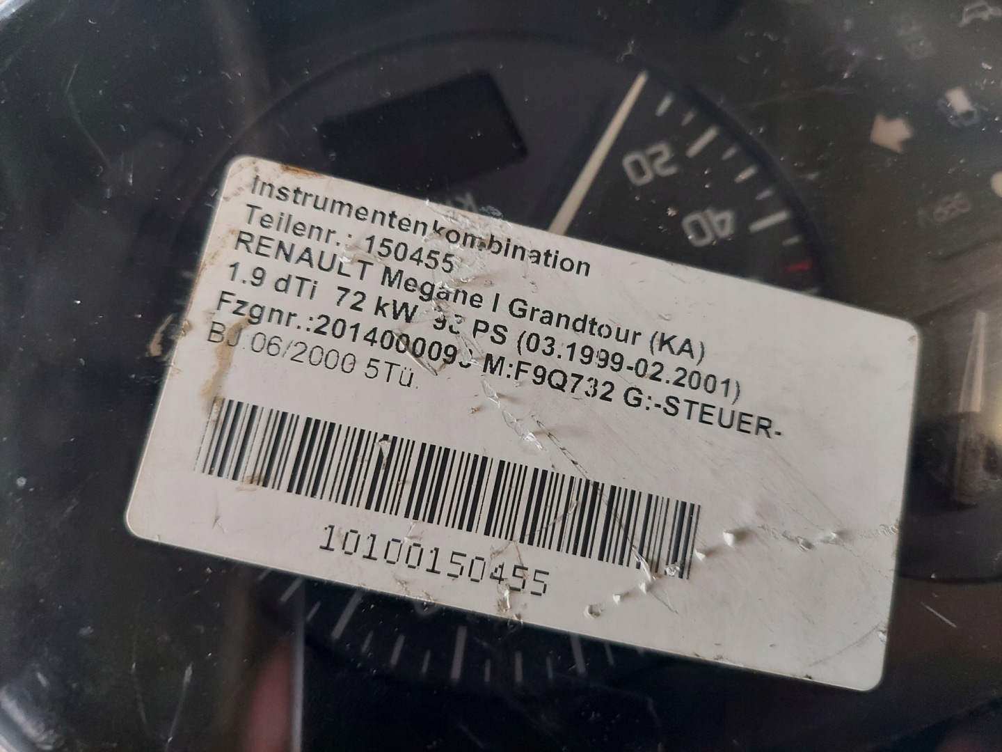 dials clock MEGANE and 1.9 DTI P7700427896A