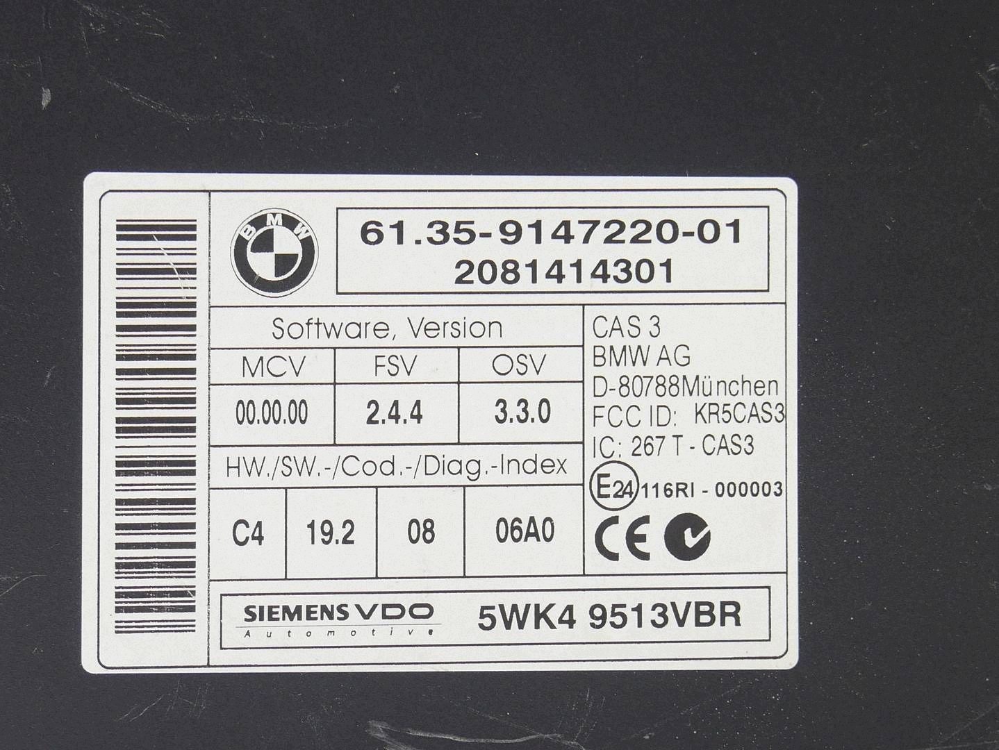 module control unit KOMFORTU CAS BMW 3 E90 E91 E92 9147220