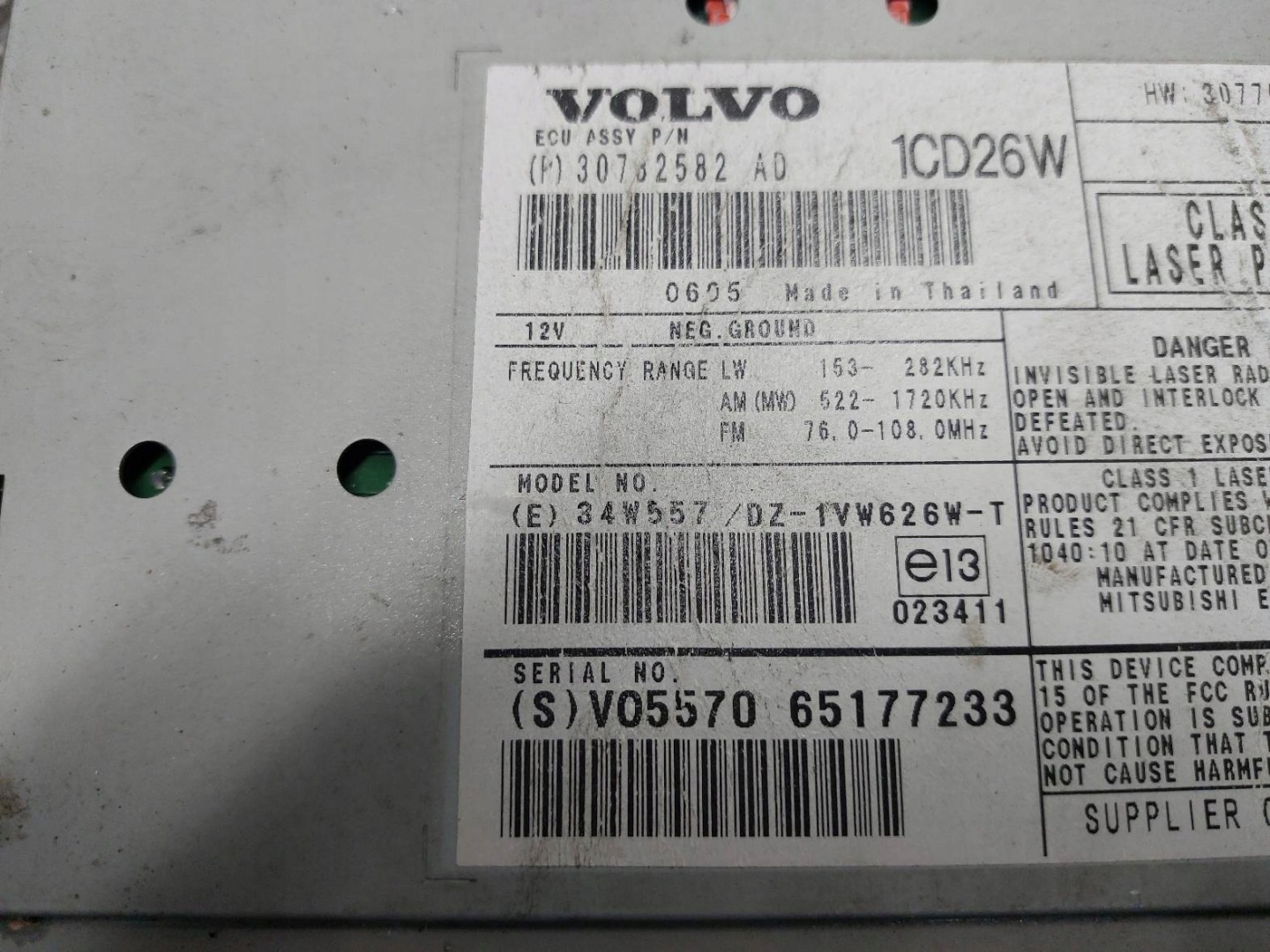 RADIO ODTWARZACZ VOLVO XC90 e 30732582 30775593